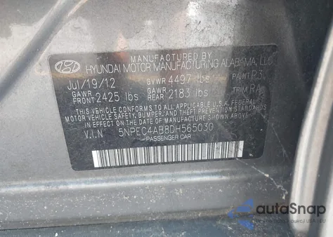 2013 Hyundai Sonata Limited 2.0T из США, поврежденный, VIN 5NPEC4AB8DH565030